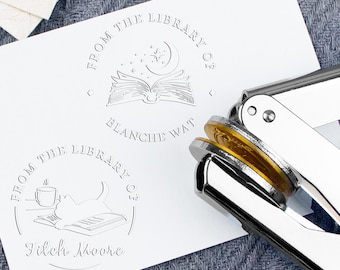 BOOK EMBOSSER STAMP, Personalised Book Embosser, Custom Library Embosser, From the Library of, Book Belongs to, Ex Libris, Book Lover Gifts