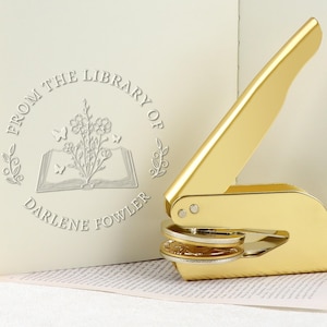 Embosseur de livre personnalisé, Embosser de livre personnalisé, De la bibliothèque de, Embosseur de bibliothèque, Timbre de gaufrage Ex Libris, Cadeau pour amateur de lecture