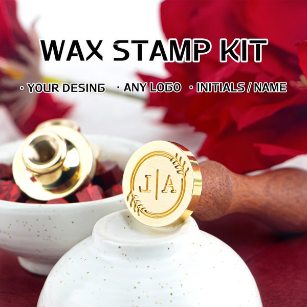 Custom Wax Seal Stamp, Custom Logo Wax Stamp Kit for Wedding Invitation, Personalised Wax Seal Stamp Kit, Custom Any Logo