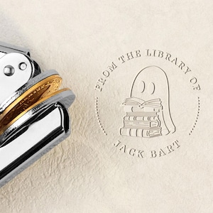 Sello de libro personalizado, sello de libro personalizado, sello de libro personalizado de From the Library, logotipo personalizado, regalos para amantes de los libros