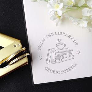 From the Library of Book Embosser, Custom Book Embosser Stamp, Book Lover Gift, Library Embosser, Ex libris Embosser Stamp