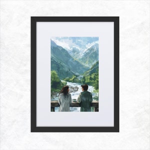 Tea Amidst Peaks: Framed Mountain Tea Scene