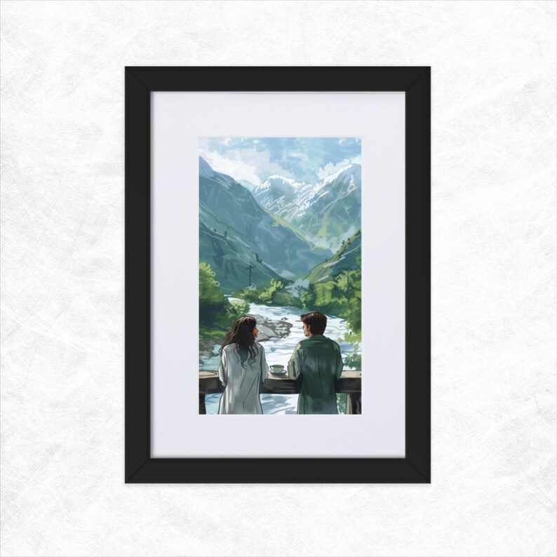 Tea Amidst Peaks: Framed Mountain Tea Scene