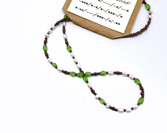 Strong Brave Loved. Morse Code necklace for courage and for loved ones