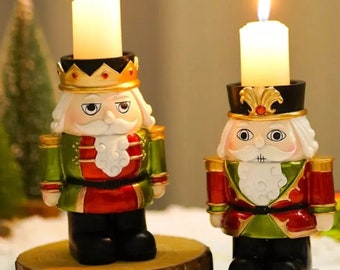 Nutcracker Candle Holder Tabletop Holiday Decor 5.5 Inch