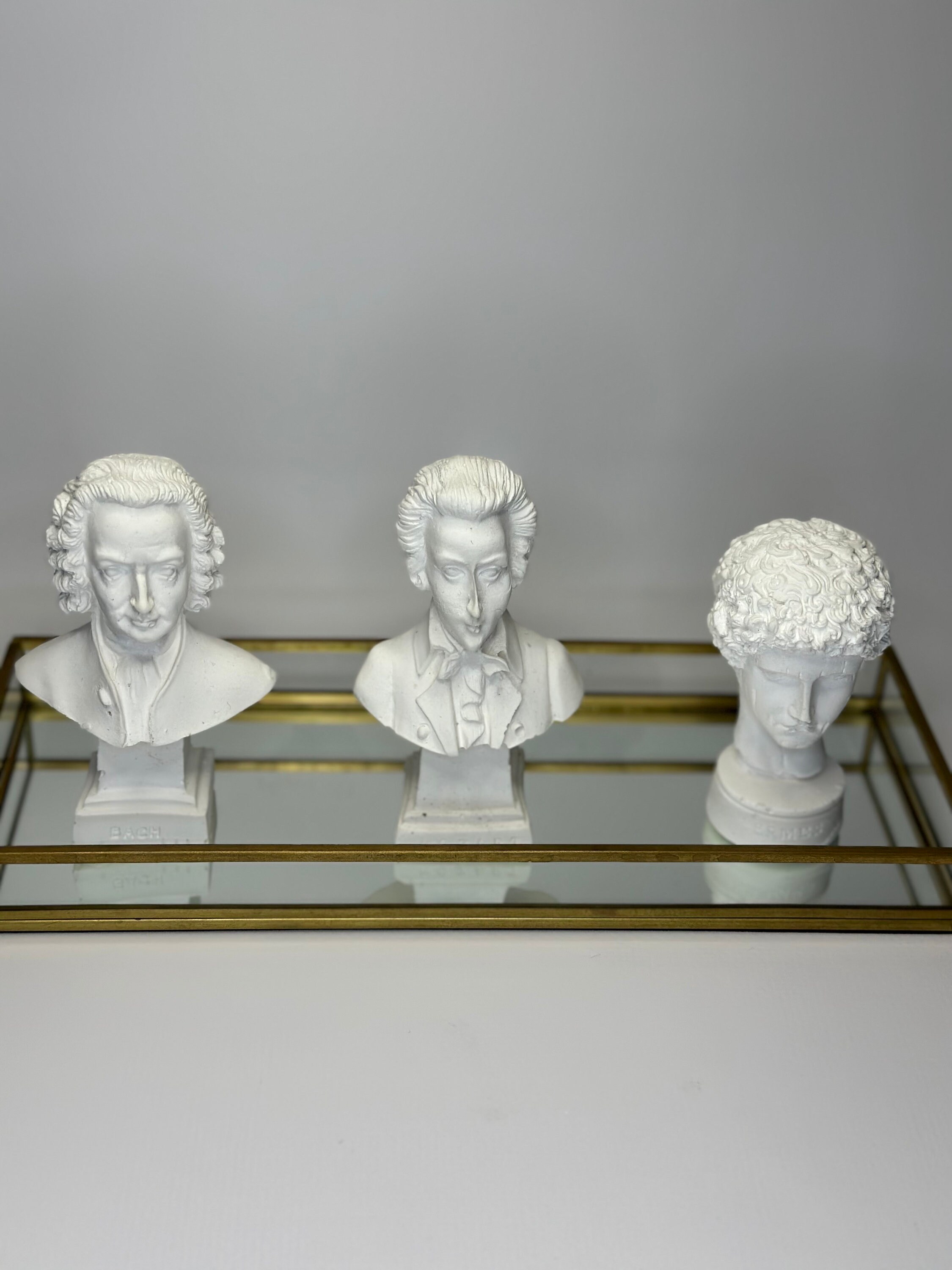 Pack of Busts 3 Mozart, Hermes and Beethoven, White Bust, Elegant