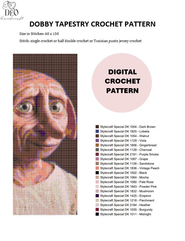 30 Dobby Crochet Patterns for Harry Potter Fans 21 Dobby Tapestry Crochet Graph Pattern