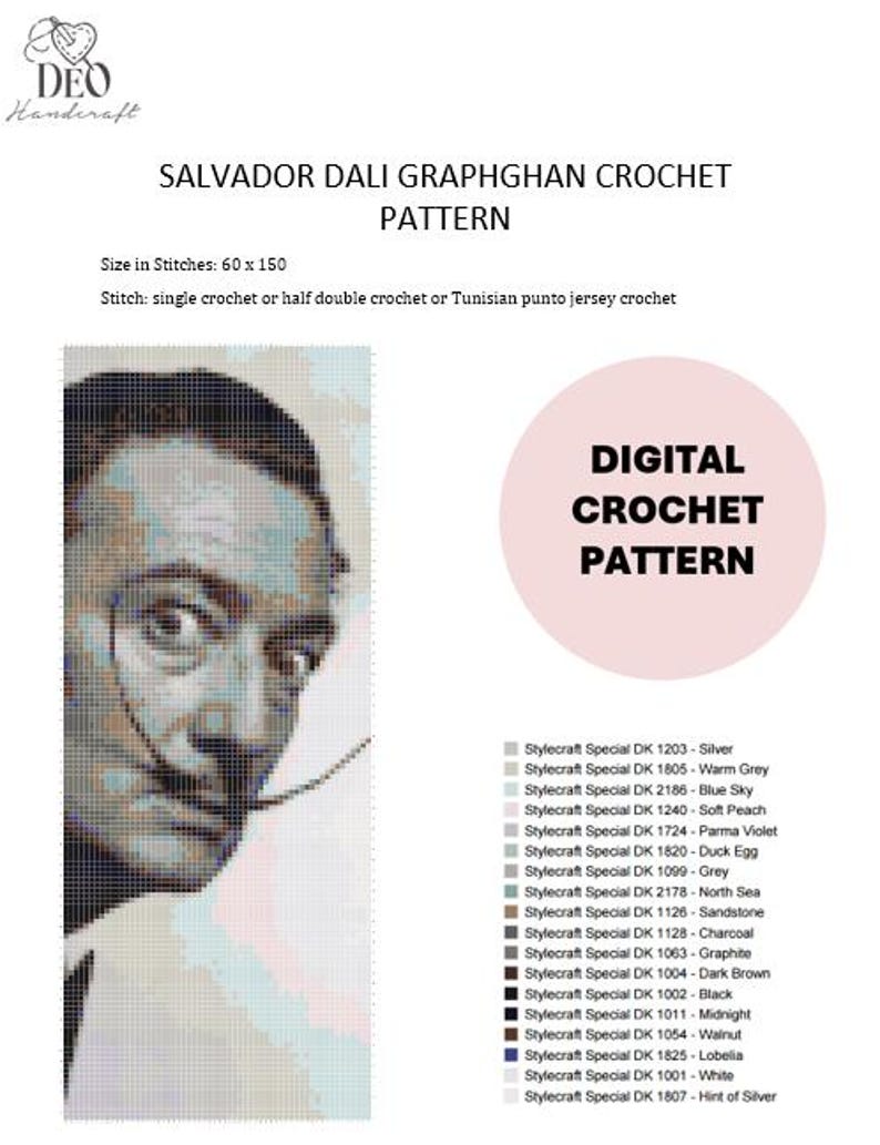 Graphghan Design Salvador Dali Crochet Tapestry Pattern: Graphghan Design (PDF Pattern ...