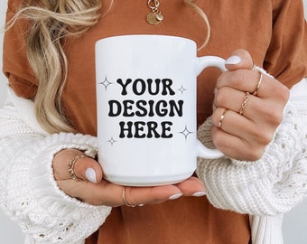 15oz white ceramic mug mockup for print on demand fall white mug mockup photo for 15oz mug ceramic drinkware mockup bundle trendy mockup