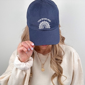 Yupoong 6245CM Navy Hat Mockup Navy Dad Hat Mockup Baseball Stone Female Mockup Dad Cap Mockup Female Hat Mockup Trendy Hat Mockup