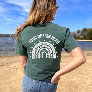 Blue Spruce Comfort Colors 1717 Shirt Back Mockup Comfort Colors Blue Spruce back of shirt mockup female comfort colors 1717 blue spruce