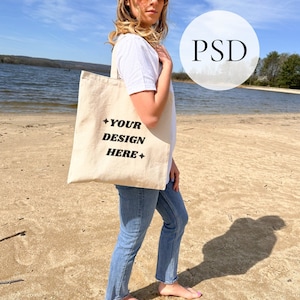 キャンバス トートバッグ モックアップ PSD トートバッグ 女性用モックアップ 女性モデル付きトートバッグ トートバッグ モックアップ Printify キャンバス バッグ モックアップ リバティ バッグ OAD113