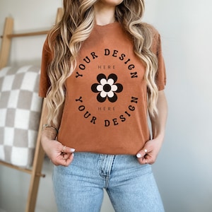 Yam Comfort Colors 1717 Mockup Comfort Colors Yam mockup female Yam comfort colors mockup for print on demand Yam POD mockup shirt