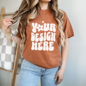 Yam Comfort Colors 1717 Mockup Comfort Colors Yam mockup female Yam comfort colors mockup for print on demand Yam POD mockup shirt