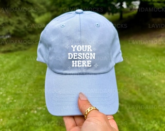 Light Blue Yupoong 6245CM Hat Mockup Light Blue Baseball Dad Cap Mockup Minimalist Hat Mockup Blue Printful Hat Mockup Printful Dad Hat Mock