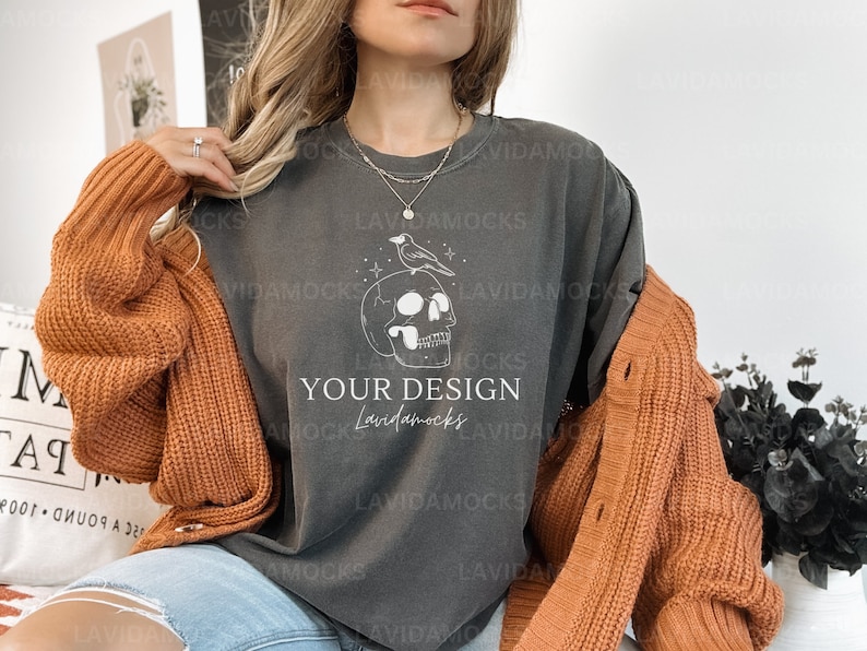 Comfort Colors 1717 Halloween Mockup for Comfort Colors Pepper 1717 Fall Mockup Comfort Colors 1717 Pepper Mockup for Print on Demand
