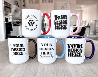 Printify 15oz Accent Mug Mockup All Color Accent Handle Mug Mock Accent Mug 15oz Mockup Black Accent Mug Red Accent Mug Blue Accent Mug