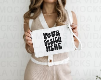 Clutch Bag Mockup Wristlet Mockup JPG Minimalist Clutch Bag Mockup Photo for Print on Demand Faux Leather Clutch Mockup Purse Mockup