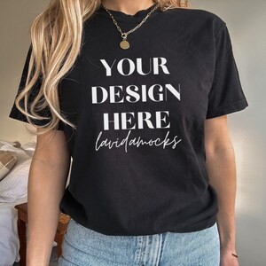 Comfort Colors 1717 Black Mockup Comfort Colors Black tshirt mockup female black comfort colors shirt mockup 1717 black shirt mockup comfort colors 1717 bundle entire shop mockup bundle mockup lifetime access