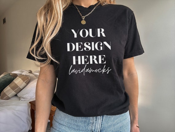 Black Comfort Colors 1717 Mockup Comfort Colors Black tshirt mockup female black comfort colors shirt mockup 1717 black shirt mockup