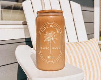 Summer Sipper Glass Mockup 16 oz Glass Can Mockup Libbey Glass Mockup Glass Can Mockup Libbey Glass Mockup Beach Libbey Glass Mockup