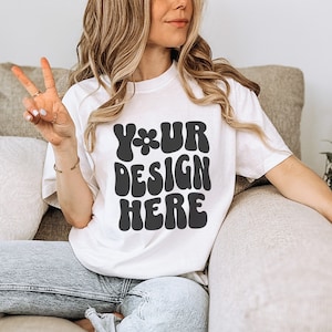 White Comfort Colors 1717 Mockup Comfort Colors White tshirt mockup female white comfort colors shirt mockup 1717  white comfort colors mock