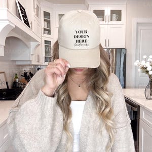 Stone Hat Mockup Stone Dad Hat Mockup Yupoong 6245CM Baseball Stone Female Mockup Dad Cap Mockup Female Hat Mockup Trendy Hat Mockup