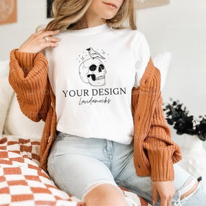 Halloween Comfort Colors 1717 Mockup White Comfort Colors Mockup for Halloween White Comfort Colors Mockup for Fall Comfort Colors 1717 Mock