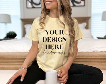 Butter Comfort Colors 1717 Mockup Comfort Colors Butter Mockup Female Butter Comfort Colors Mockup do druku na żądanie Butter Mockup