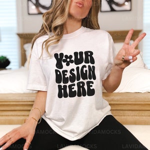 White Comfort Colors Mockup Comfort Colors White 1717 Mockup Female Model Comfort Colors Shirt Mockup for Print on Demand CC1717