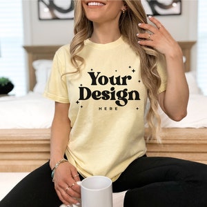Butter Comfort Colors Mockup Comfort Colors Butter Mockup Female Butter Comfort Colors Mockup for Print on Demand Butter Mockup Coffee Mock