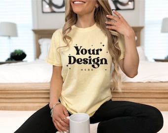 Butter Comfort Colors Mockup Comfort Colors Butter Mockup Female Butter Comfort Colors Mockup do druku na żądanie Butter Mockup Coffee Mock