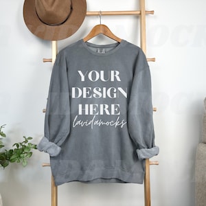 Grey Comfort Colors 1466 Hanging Mockup for Comfort Colors 1466 Grey Hanging Comfort Colors Grey Mockup Sweatshirt Mockup for Comfort Colors