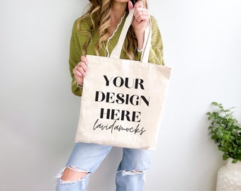 canvas tote bag mockup female mockup tote bag with female model tote bag mockup printify canvas bag mockup spring bag mockup