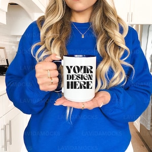 Printify 15oz Navy Accent Handle Mug Mockup Navy Accent Mug Mockup Real Product Mockup Accent Mug 15oz Mockup Blue Accent Mug Mockup