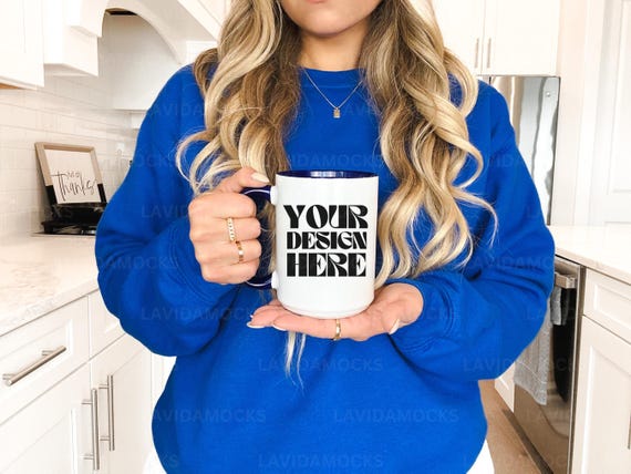 Printify 15oz Navy Accent Handle Mug Mockup Navy Accent Mug Mockup Real Product Mockup Accent Mug 15oz Mockup Blue Accent Mug Mockup