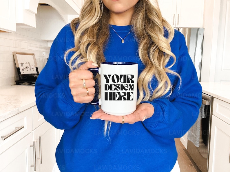Printify 15oz Navy Accent Handle Mug Mockup Navy Accent Mug Mockup Real Product Mockup Accent Mug 15oz Mockup Blue Accent Mug Mockup