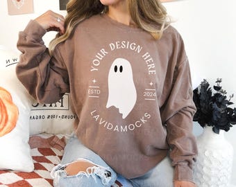 Comfort Colors 1466 Halloween Mockup for Print on Demand Comfort Colors Espresso 1466 Fall Mockup for Comfort Colors 1466 Espresso Mockup