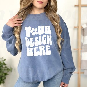 Comfort Colors Blue Jean Mockup 1466 for Comfort Colors 1466 Blue Jean Minimalist Female Mockup for Blue Jean Comfort Colors Blue Jean 1466
