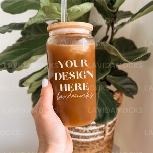 Glass Can Mockup 16 oz Glass Can Mockup Beer Can Glass Mockup Glass Can Mockup Libbey Glass Mockup Neutral Soda Glass Can with Glass Straw