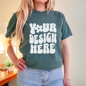 Blue spruce Comfort Colors 1717 Mockup Comfort Colors Blue Spruce mockup female comfort colors mockup shirt for blue spruce shirt mockup