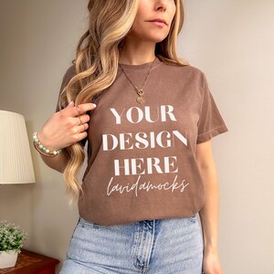 Espresso Comfort Colors 1717 Mockup Comfort Colors espresso tshirt mockup female espresso comfort colors mockup 1717 espresso model mockup