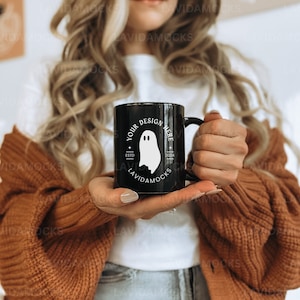 Halloween Black 11oz Mug Mockup for Fall Black Mug JPG Mockup for Halloween Print on Demand Black Coffee Mockup Halloween Black Mug Mockup