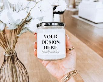 Printify Scented Soy Candle 9oz Mockup 9oz Candle Mockup Lifestyle Candle Mockup Print on Demand Candle Mockup Printify Candle Mockup