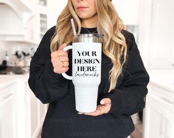 Printify 40 oz Insulated Tumbler Mockup JPG White Polar Camel Mockup Real Product Mock Tumbler Mockup Print on Demand Coffee Tumbler Mock