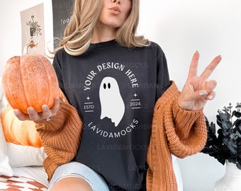 Halloween Comfort Colors 1717 Mockup Black Comfort Colors 1717 Fall Mockup for Halloween Mockup for Comfort Colors 1717 Print on Demand Mock