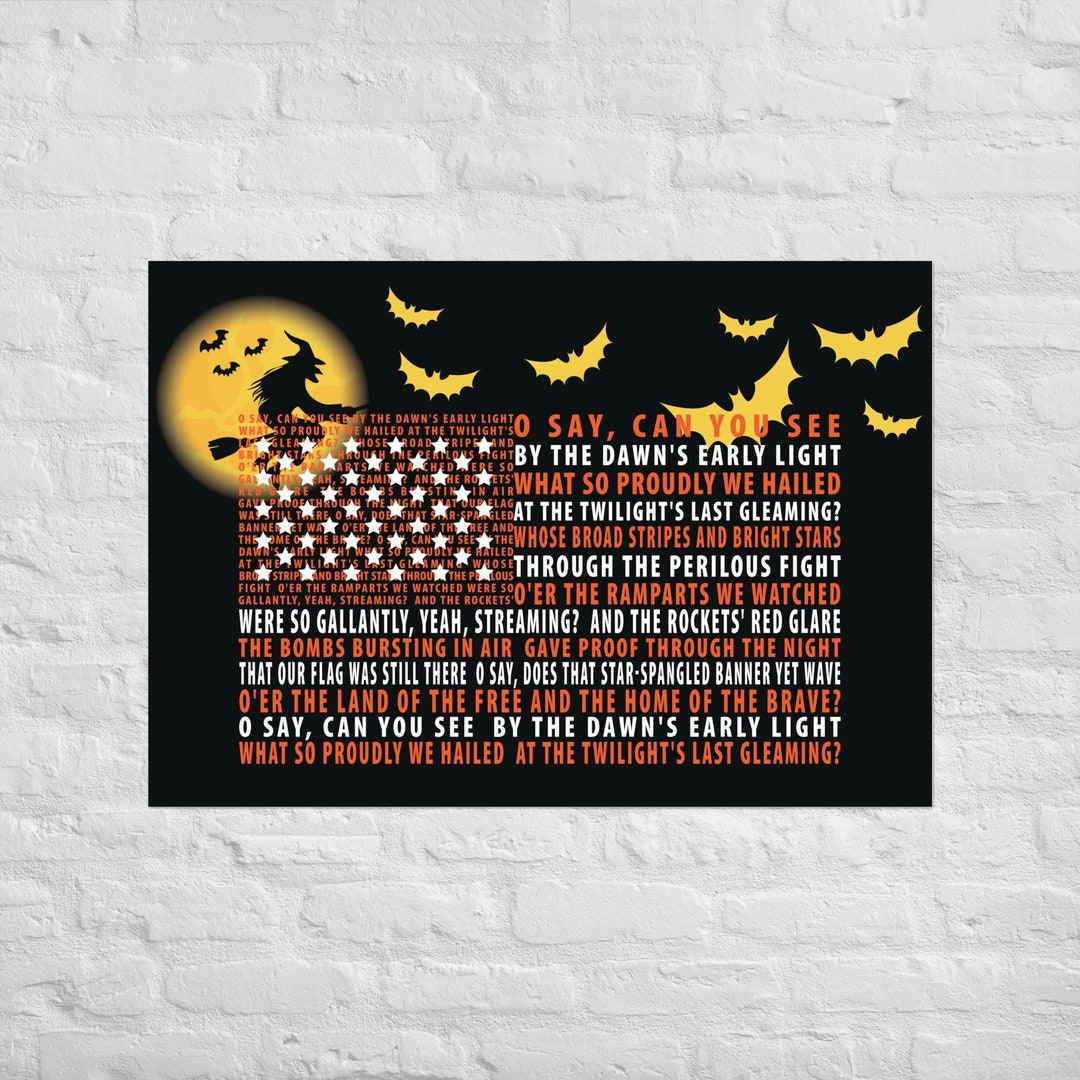Halloween Patriotic Poster, Spooky American Flag Art, Gothic USA Decor ...