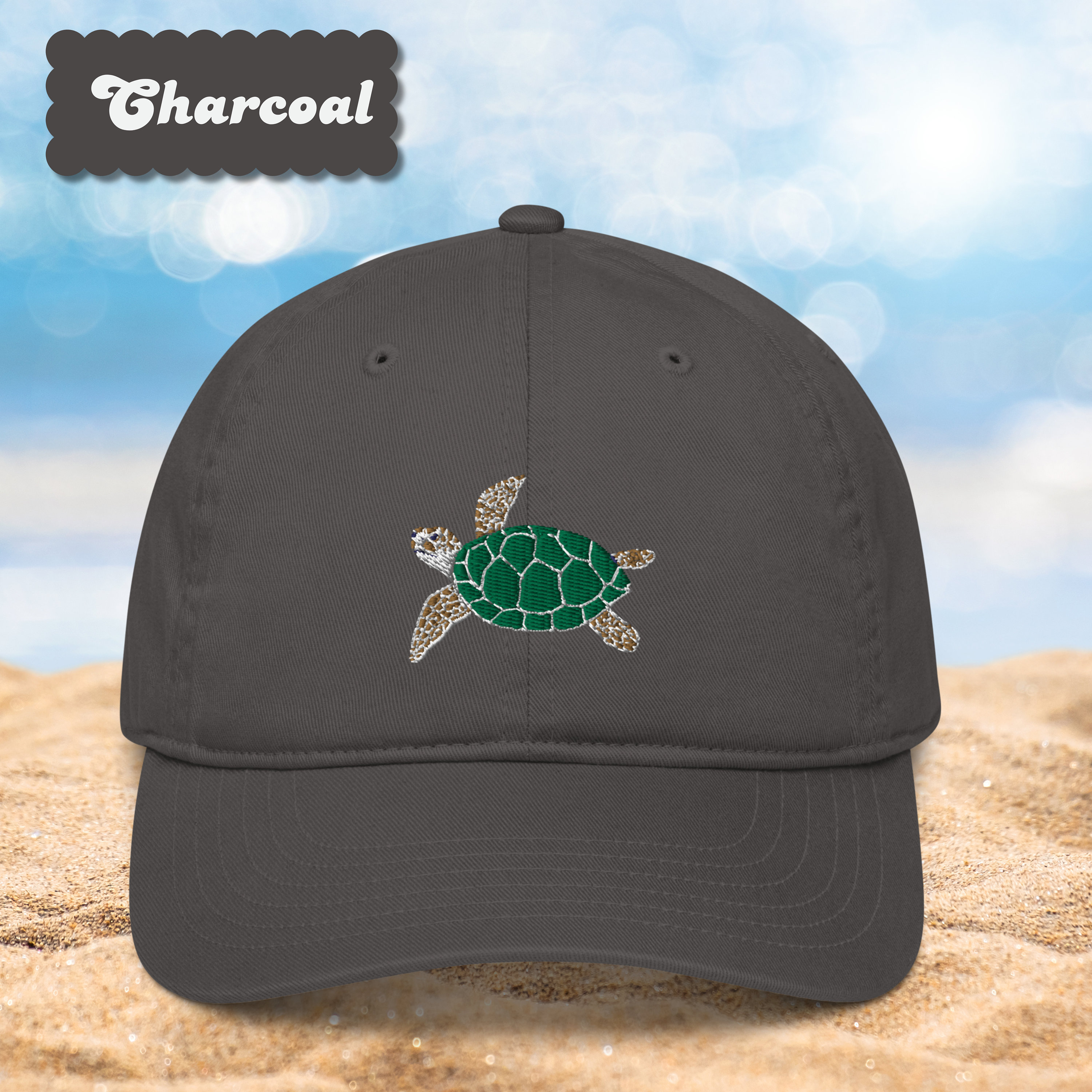 Sea Turtle Shell Pattern Cap Sea Turtle Embroidered Baseball Cap, Organic Ocean Dad Hat, Sea Turtle ...