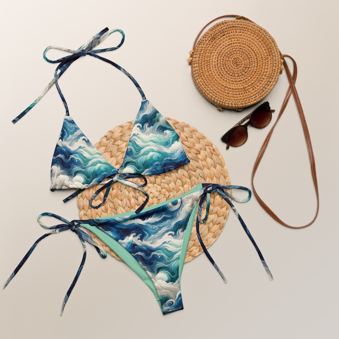 Oceans String Beautiful Ocean Waves Recycled String Bikini - Ocean Bikini Made for ...