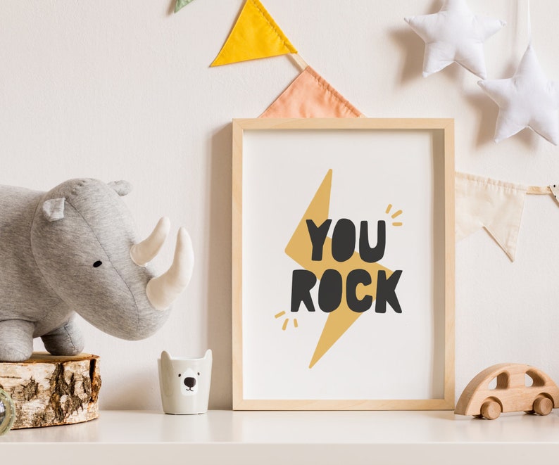 You ROCK Wall Art Prints , Printable Quote Wall Art, Nursery Wall Decor ...